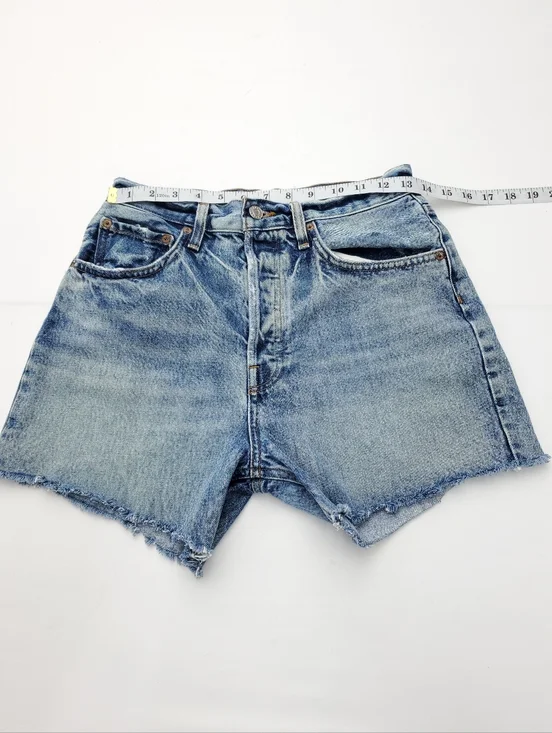 Agolde Womens Cut-Off Blue Denim Shorts Riley Button Fly High Rise Cotton Sz 27 - Picture 5 of 9